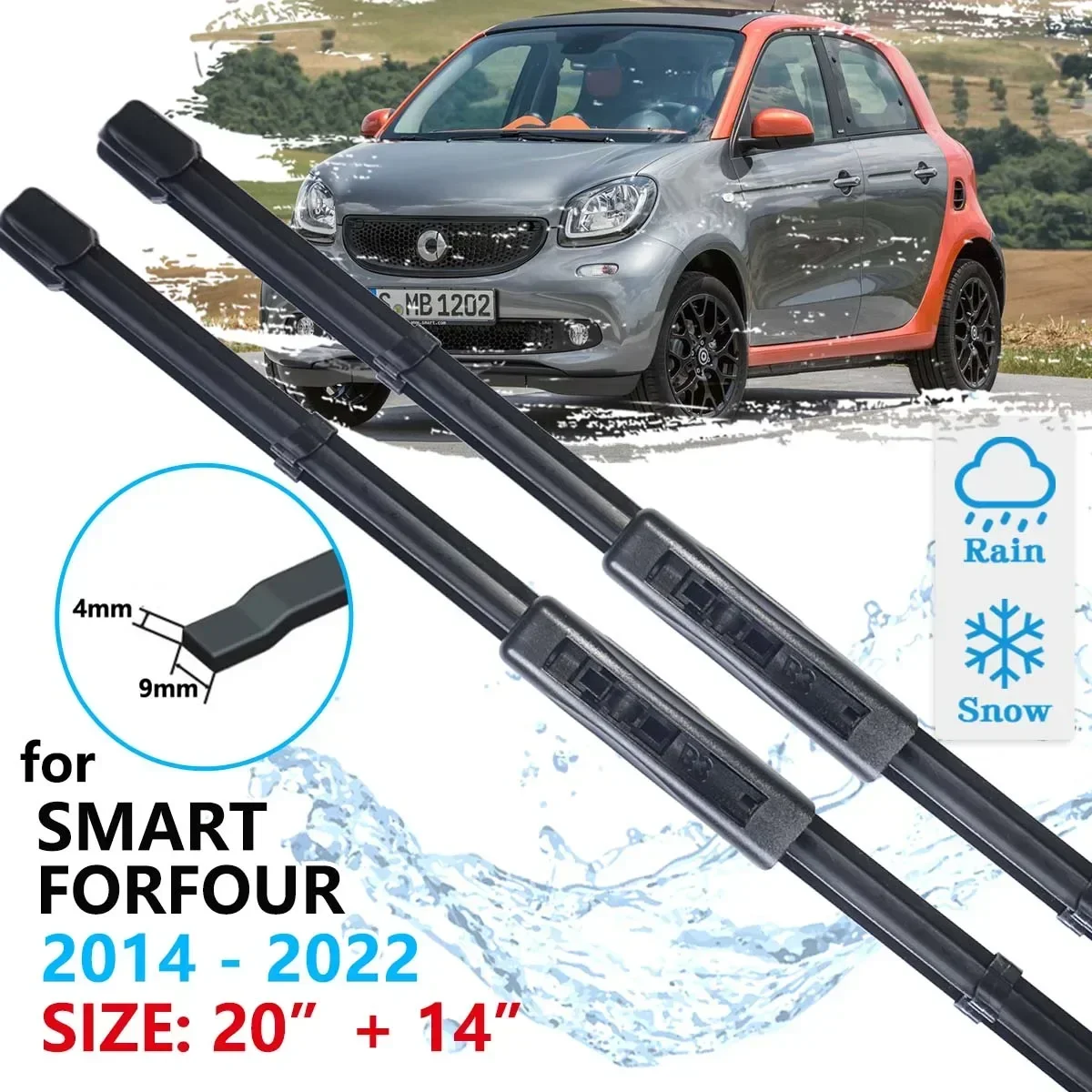 For Smart ForFour W453 C453 A453 2014 2015 2016 2017 2018 2020 2021 2022 Windscreen Windshield Accessories Car Front Wiper Blade