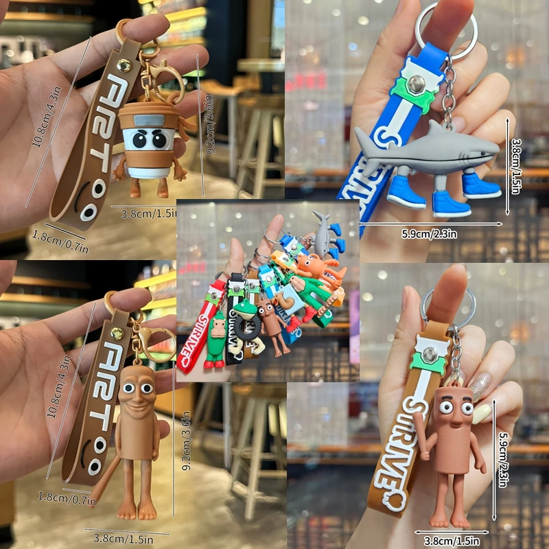 Funny Italian Brainrot Keychain Anime Tung Tung Tung Sahur Ornament Tralalero Tralala Shark Animals Keyring Bags Pendant Gifts