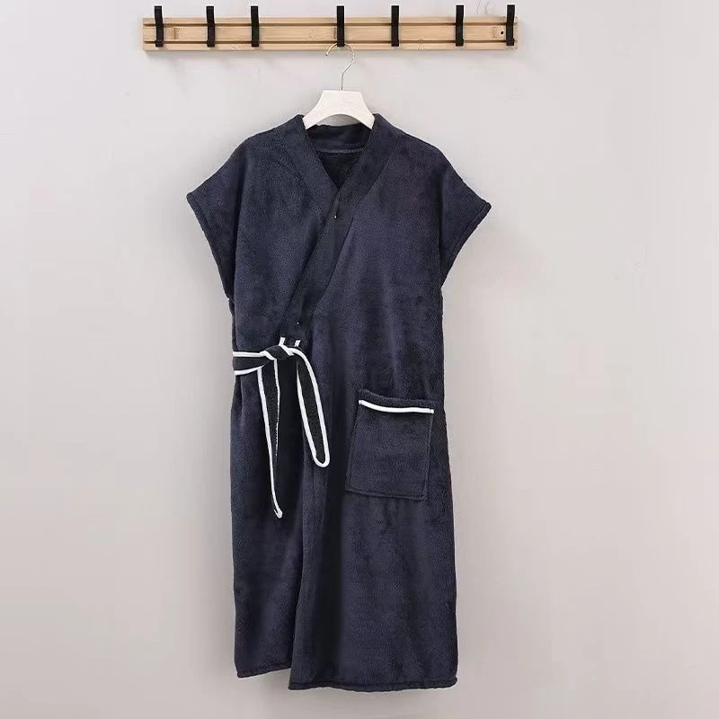 Oversized Thickened Loose-Fit Absorbent and Warm Bathrobe for Men and Women Tie-Belt Style Large Bath Dress Pajamas