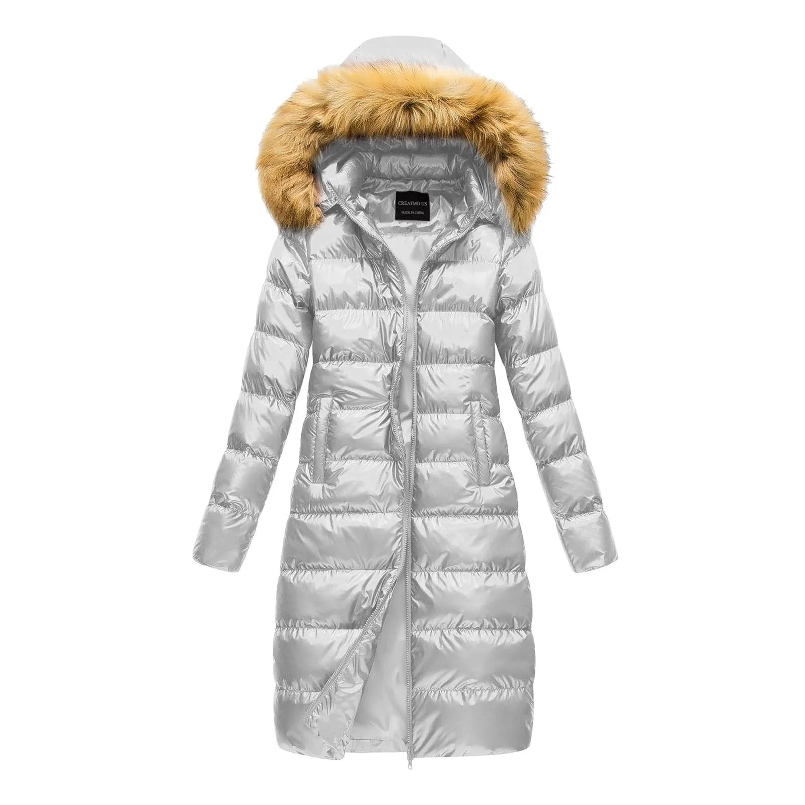 Women Thicken Warm Winter Hooded Jacket Duck Down Cotton Coat Slim Fit Parkas Zipper Fur Collar Long Outercoat  Cold-resist