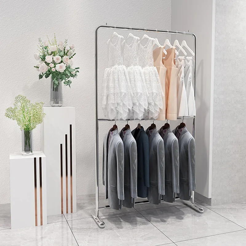 Custom. Wedding Shop Display Stand Stainless Steel Floor Cheongsam Formal Dress Pavilion Women's Suits High-Rise Clothes Rack St