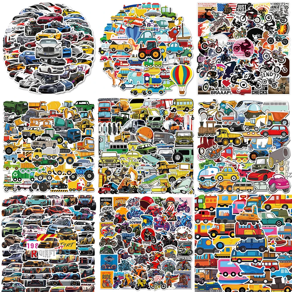 10/30/50PCS Cartoon Vehicle Stickers Series Creative Graffiti DIY Cup Stationery Laptop Notebook Skateboard Decoration Wholesale