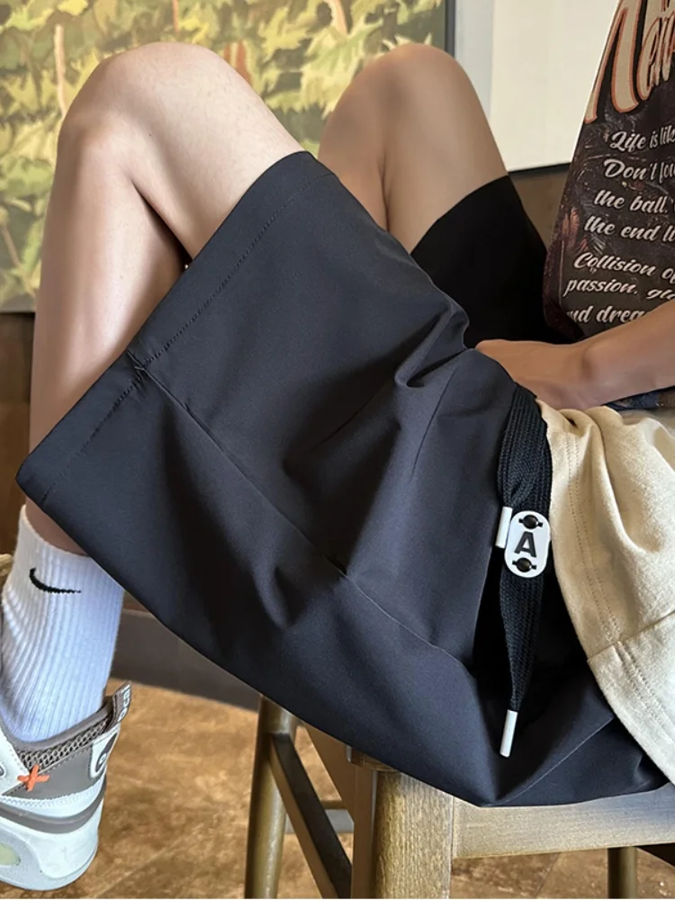 

Ice Silk Men's orts Summer New Arrival Thin Qui Dry Casual Sports Five-Point Loose Trendy Straight Leg Mid-Length Pants