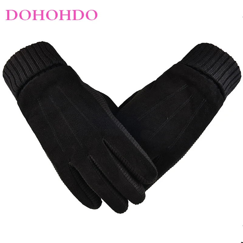 

Black Pigskin Touch-screen Gloves Men's Winter Outdoor Riding Cold Warm Windproof Thick Warm Leather Motorcycle Gloves Перчатки
