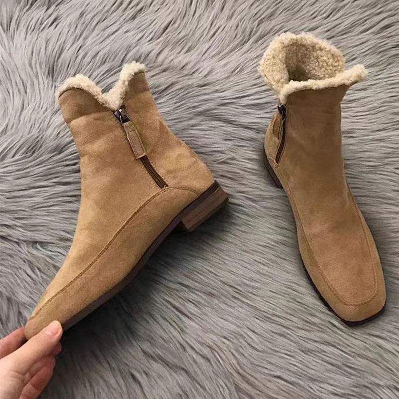 

2026 New Fur Ankle Boots for Women Suede Warm Cotton Shoes Fashion Short Plush Winter Boots Cozy Dress Casual Woman Snow Botas