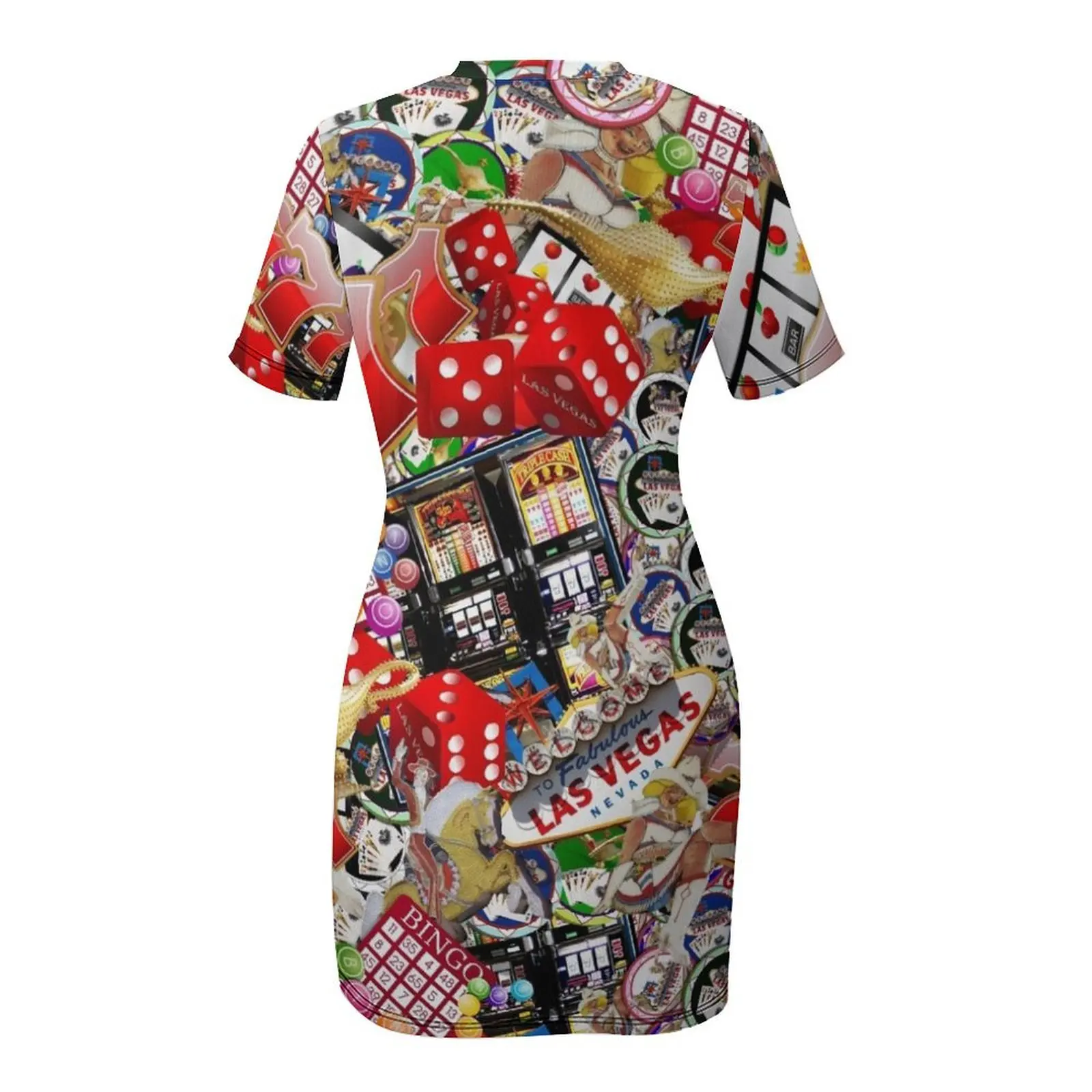 Gamblers Delight - Las Vegas Icons Jurk met korte mouwen voor dames zomerjurken dames 2025 Feestjurken Jurk