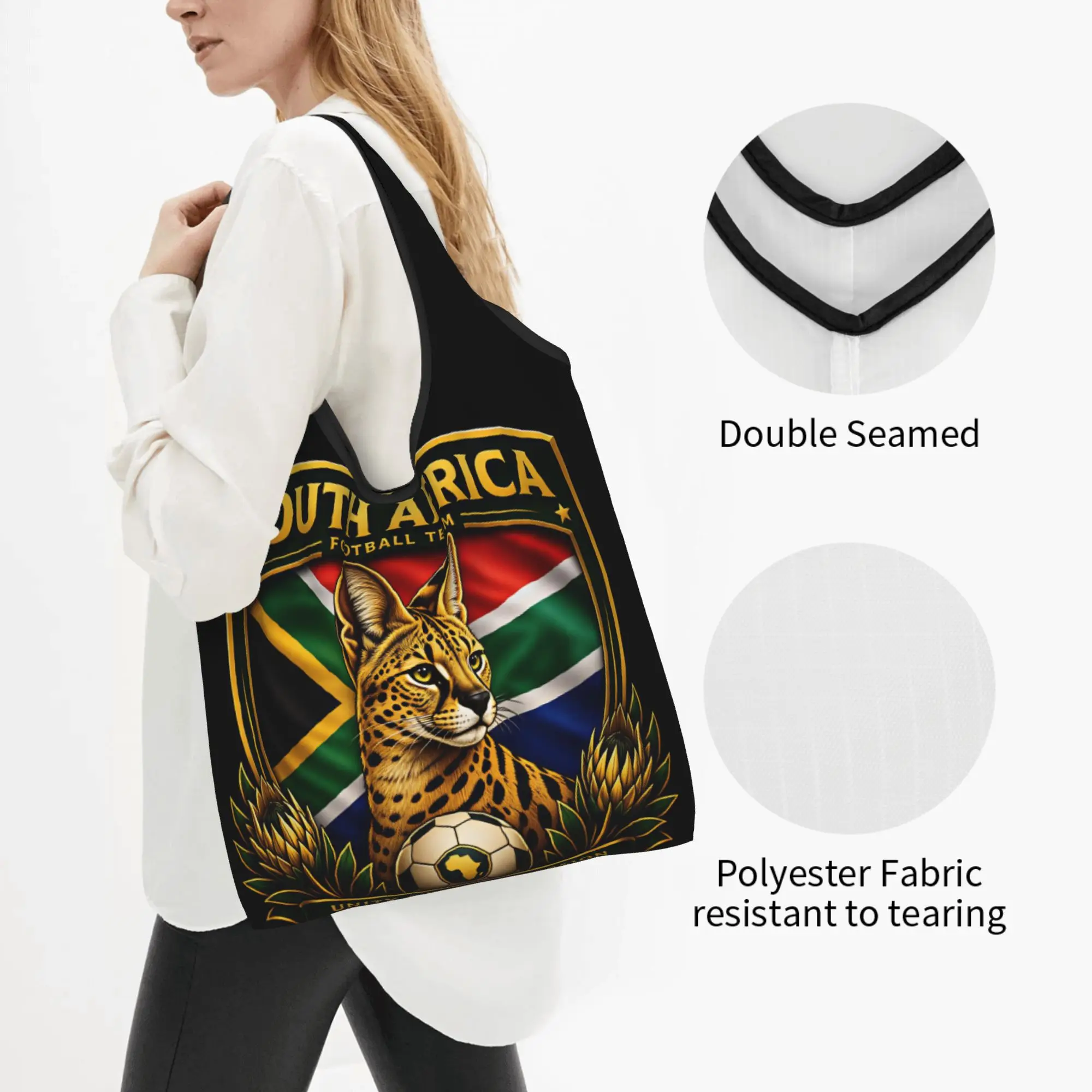 Fashion South Africa Football Team Flag Shopping Tote Bag Portable  Groceries Shopper Shoulder Bag