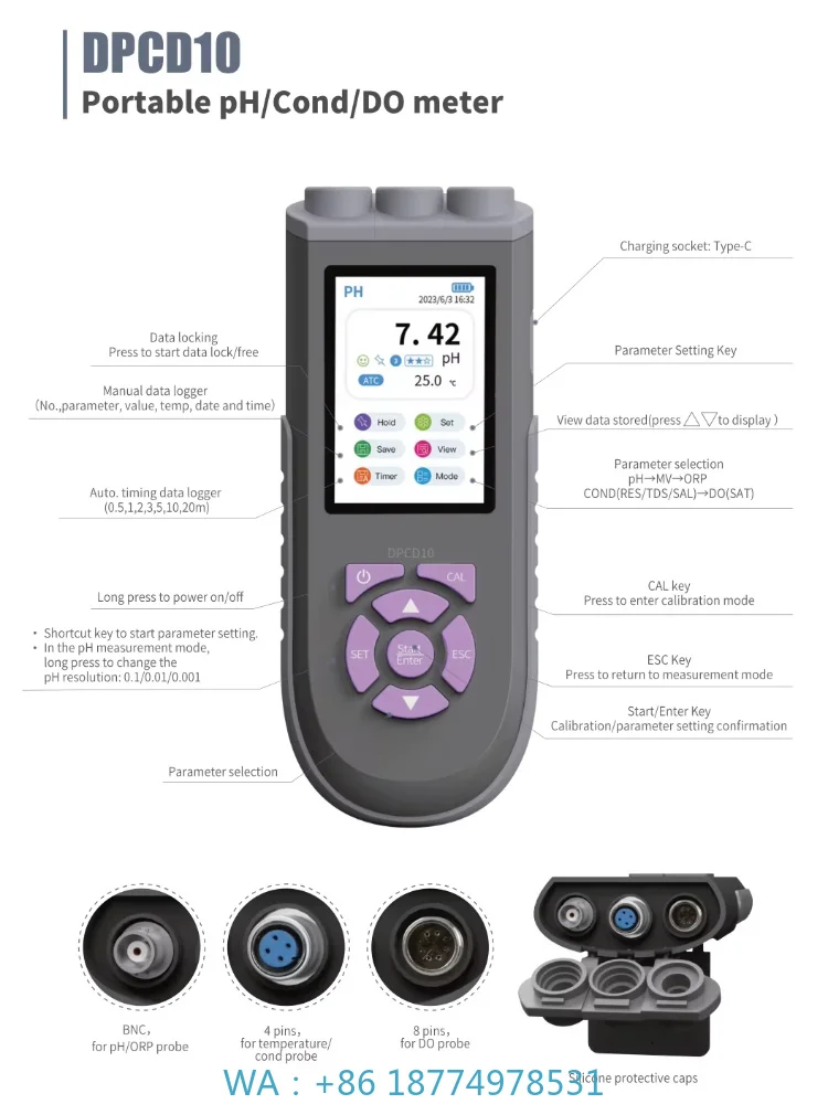 Precision Water Parameter Detection Unit Compact Portable Lab Design Single Index Measurement 0.0~100.0 Temp Reading Range