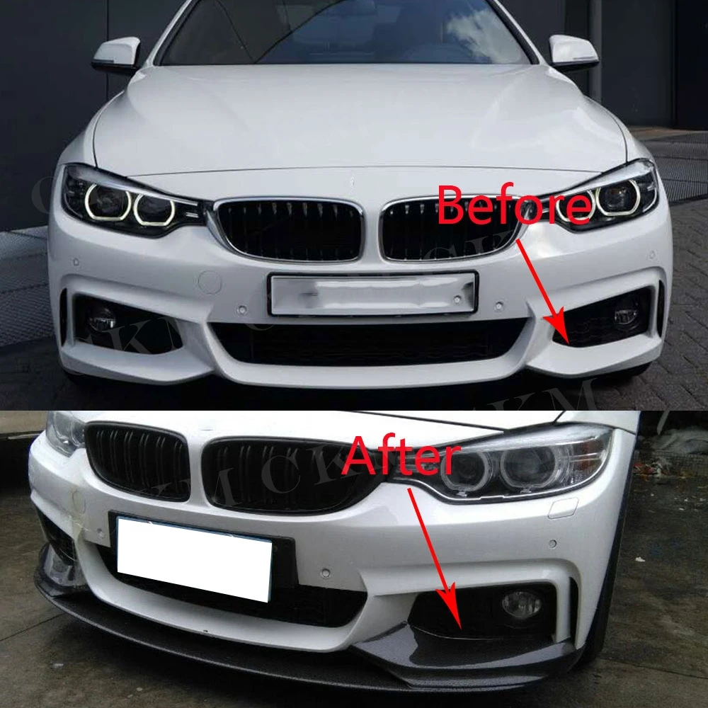 

CKMUUER 3PCS Glossy Black Front Bumper Lip Chin Spoiler Body Kits for BMW 4 Series F32 F36 M Sport 2014+ Side Splitters