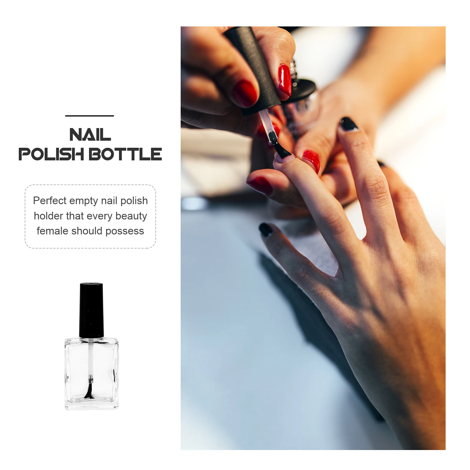 

5 шт., 15 мл, пустые флаконы для лака для ногтей с кисточкой, прозрачный многоразовый контейнер для домашнего лака для ногтей, без пролития, бесшовная крышка, высокая