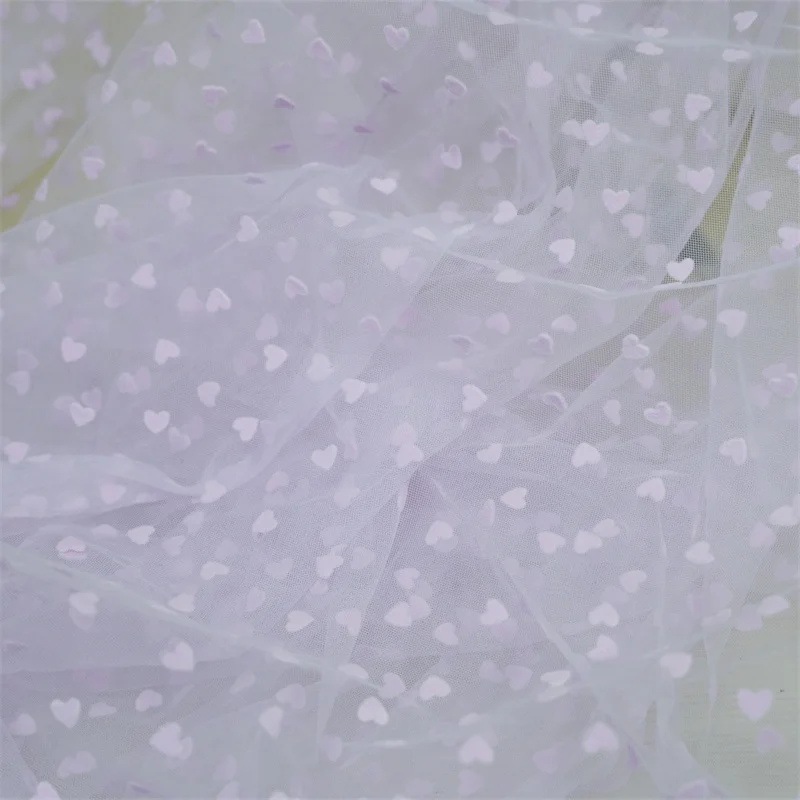 Flocking Love Hearts dots Adorable Soft Veil Mesh Tulle For DIY Wedding Dress Baby Tutu Gloves DIY Sewing Crafts Wedding Supply