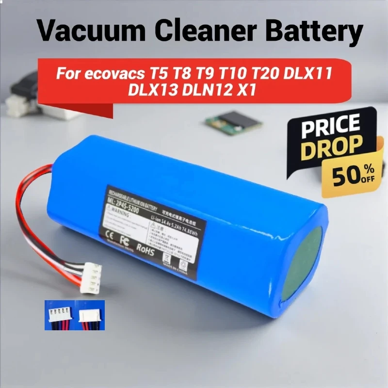 

Аккумулятор 7800 мАч для роботов-пылесосов Ecovacs T5, T8, T9, T10, T20, DLX11, DLX13, DLN12, X1, X1 Omni, X1 Deebot Ozmo