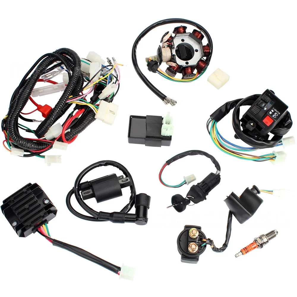 Wiring Harness CDI Spark plug Ignition Coil Switch Solenoid Relay Rectifier Stator Kit for Dirt Bike ATV QUAD 150 250 300CC