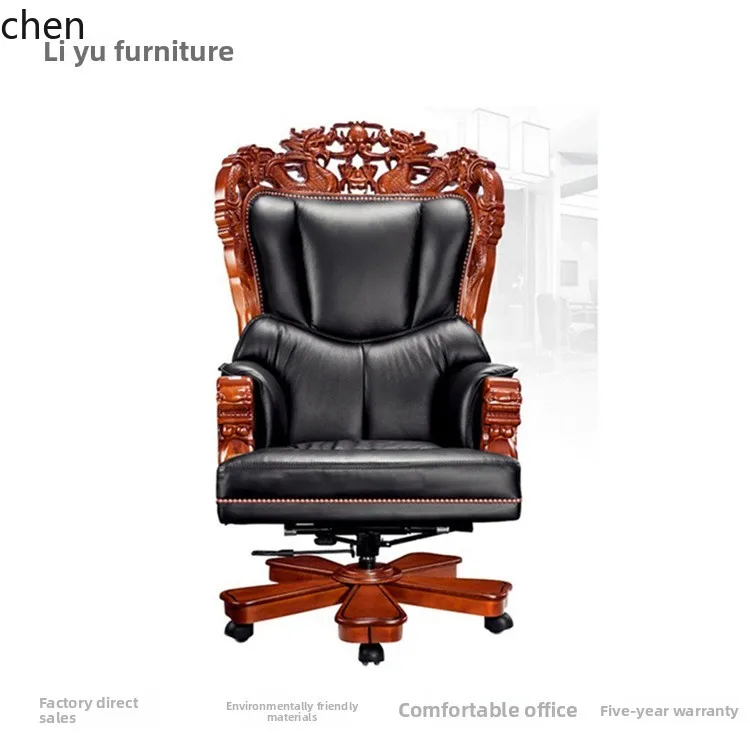 YFY  Genuine Leather Office Chair Comfortable Long Sitting Reclining Swivel Business Office Chair Luxury Executive Chair