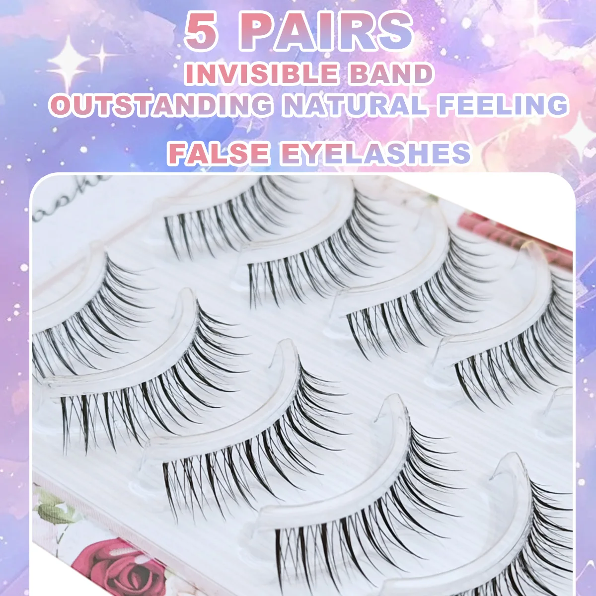 5 pares mangá natural olhar cílios postiços banda clara anime cosplay cílios asiáticos reutilizáveis para viagens festivais festas