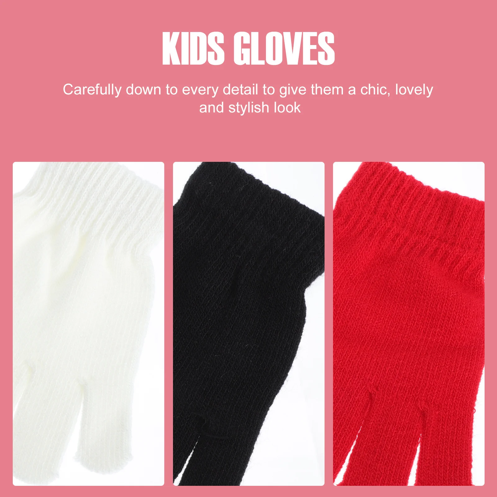 6 pçs crianças luvas de dedo cheio inverno quente crianças luvas de malha para meninas meninos ao ar livre indoor à prova de frio leve durável