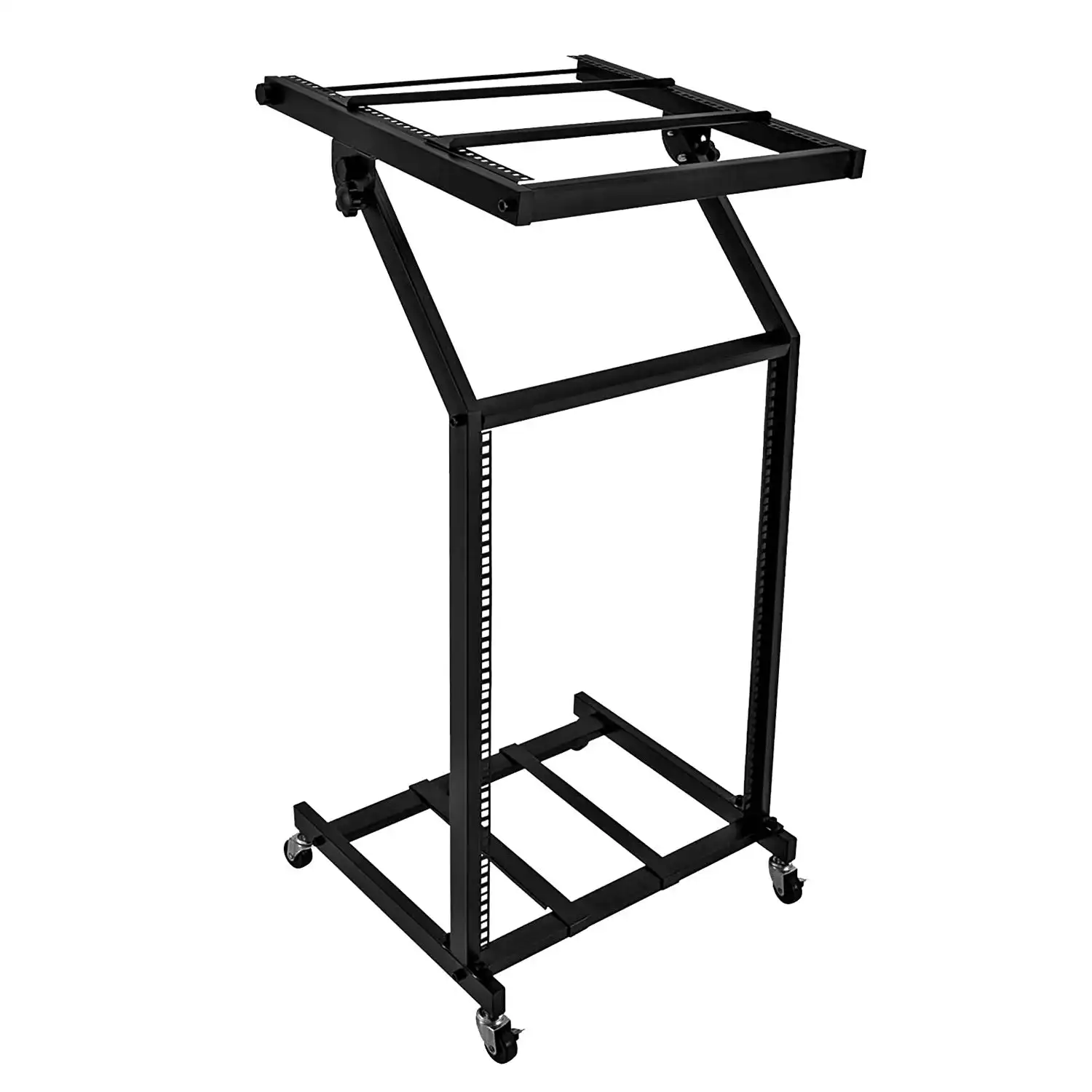 

5 Core DJ Mixer Stand 16U Adjustable Pro Audio Rack Mount Rolling Stage Cart w Wheel RACK STAND 16U