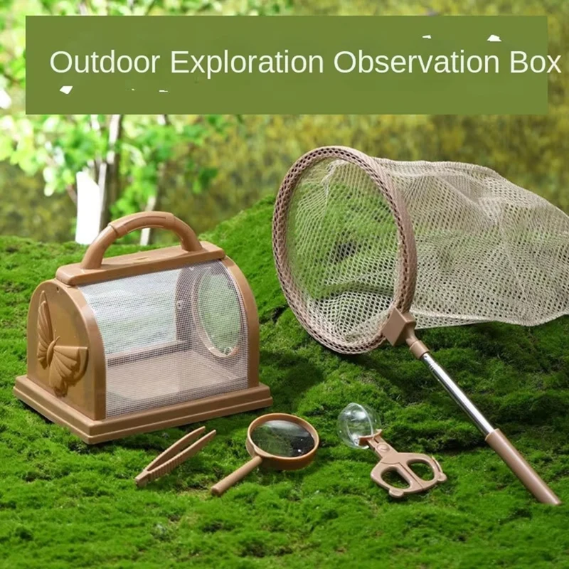 Kids Outdoor Exploration Kit - Insect Collector Set For Elementary & Kindergarten, Includes Butterfly Observation Cage