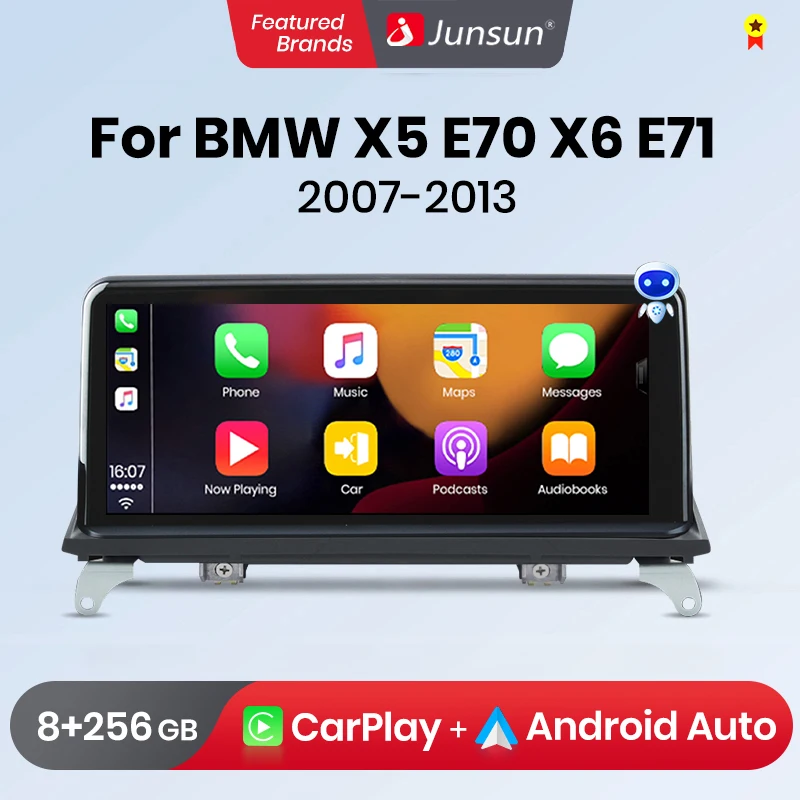 Junsun Wireless CarPlay Andorid Auto Car Radio For BMW X5 E70 F15 X6 E71 F16 2007-2013 Multimedia GPS 2din Autoradio