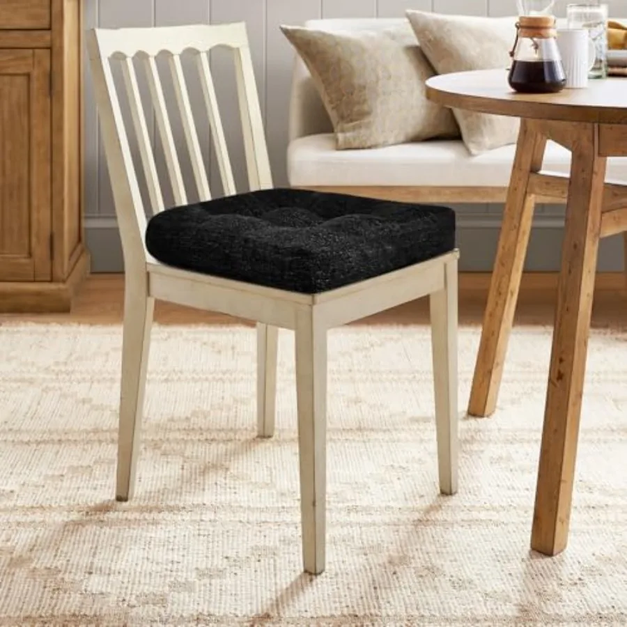 Chair Cushions for Dining Chairs 2 Pack, Tufted Indoor Chair Pads with Non-Slip Bottom, U-Shaped Kitchen Chair Cushions, 17