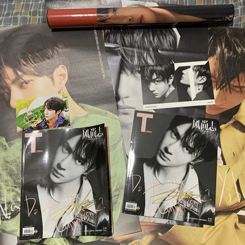 

Wang Yibo's autograph T Feng Shangzhi Magazine Wang Yibo cover+official poster+signature photo+collection card