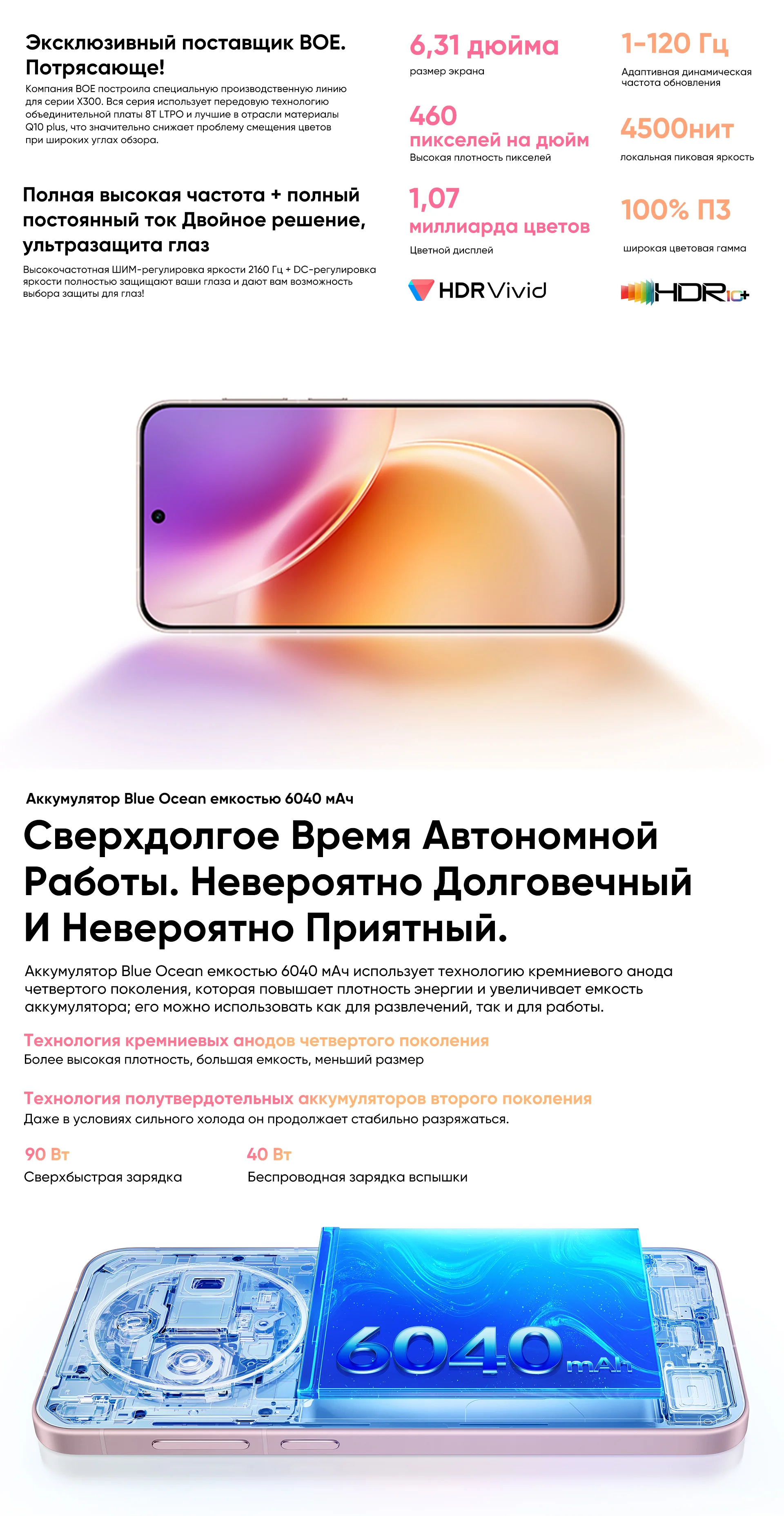 VIVO X300 Chinese Version 5G Smartphone MediaTek Dimensity 9500 6.31'' 120Hz AMOLED Screen 6040mAh Battery 50MP Camera NFC IP68