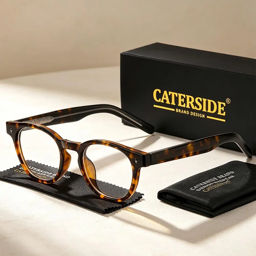 CATERSIDE Retro Herren-Brillenhalter Tr-90 Quadratische Modische Anti-Blaulicht-Brille Damen Business Freizeit Urlaubsgeschenk Brille – Detail 1