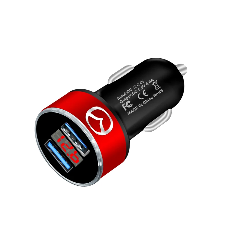 Wheel Center Caps Dual Port USB 200W Car Charger Fast Charging Digital Display Car Phone Charger Adapter for Mazda CX3 CX8 CX90