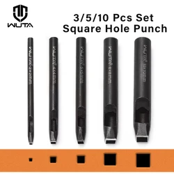 WUTA Basic Series 3-10 Pcs Square Hole Punch Set Oblong Leather Puncher Decorative Hole for DIY Belt Bag Pendant Craft Tools
