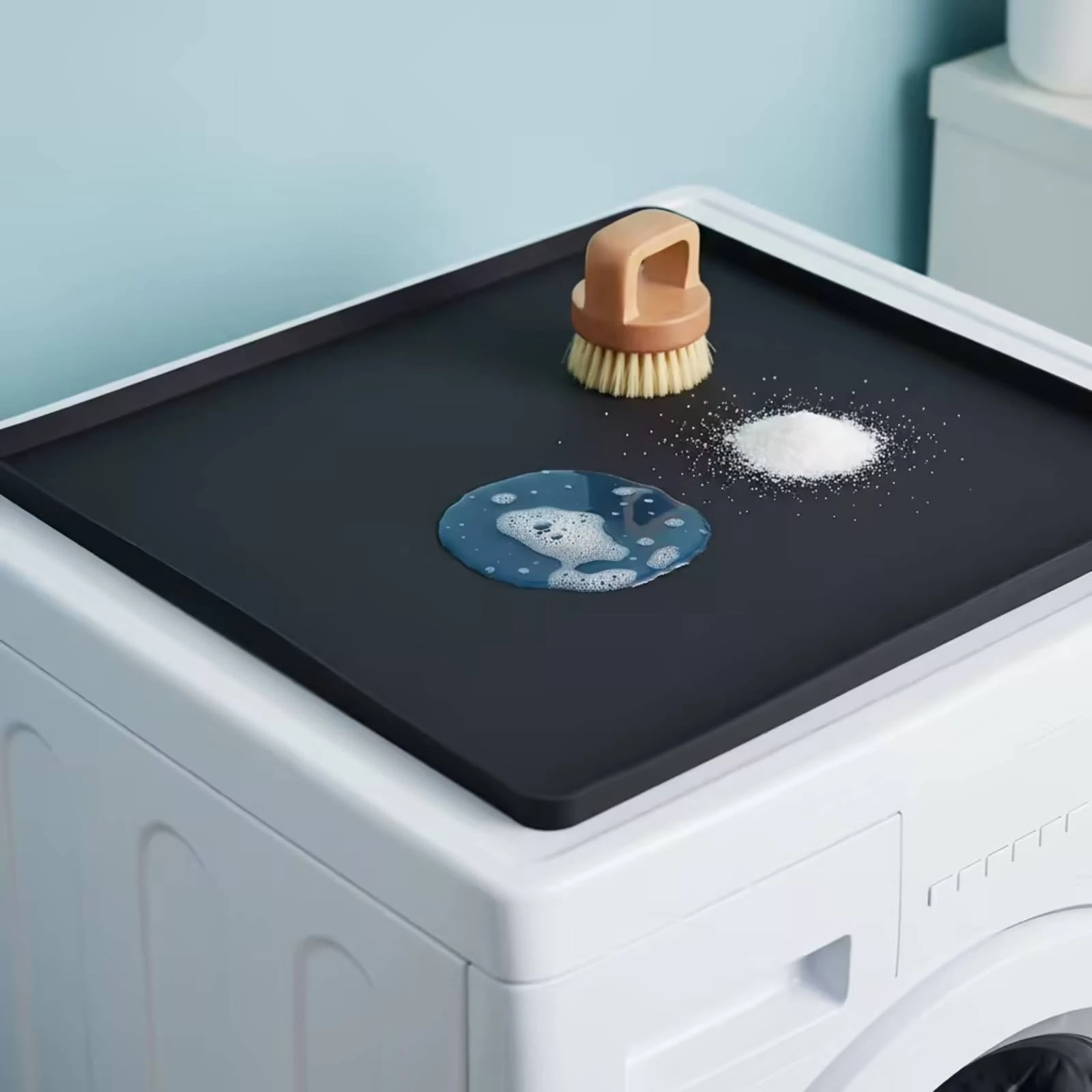 Silicone Mat with Raised Edges Spill-Proof Washer and Dryer Topper Mat Washer Dryer Countertop Protector Thick for Laundry Room