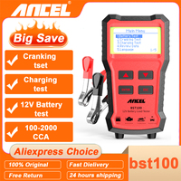 ANCEL BST100 12V Battery Tester Car Battery Analyzer Cranking Charging Circut Testing 220Ah 2000CCA Multilingual Battery Tool