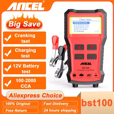 ANCEL BST100 12V Battery Tester Car Battery Analyzer Cranking Charging Circut Testing 220Ah 2000CCA Multilingual Battery Tool