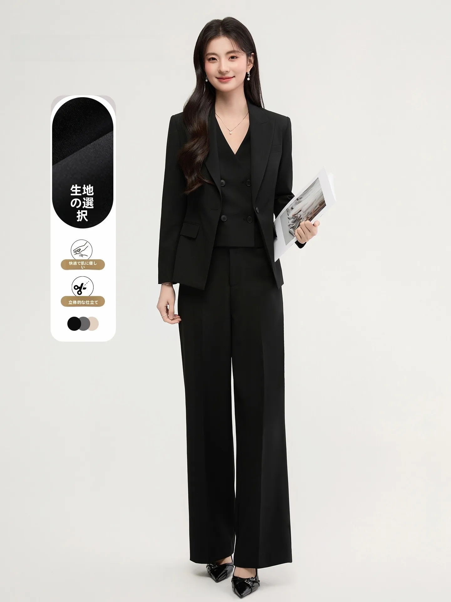 

Good Young Women's Professional Suiting Spring Autumn Set Interview Formal Commute Jacket And Pants plus Size Career Outfit
