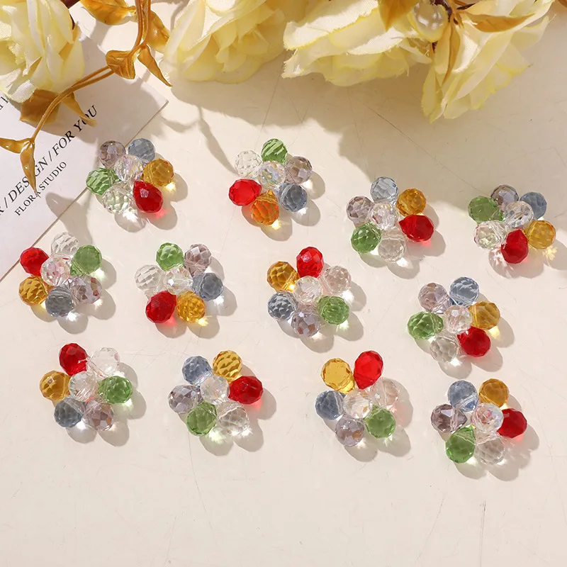 Shoe Charms 1pc Crystal Five Petal Flower Multicolor Summer Clog Sandal Decor Transparent Waterproof Lightweight  Charms