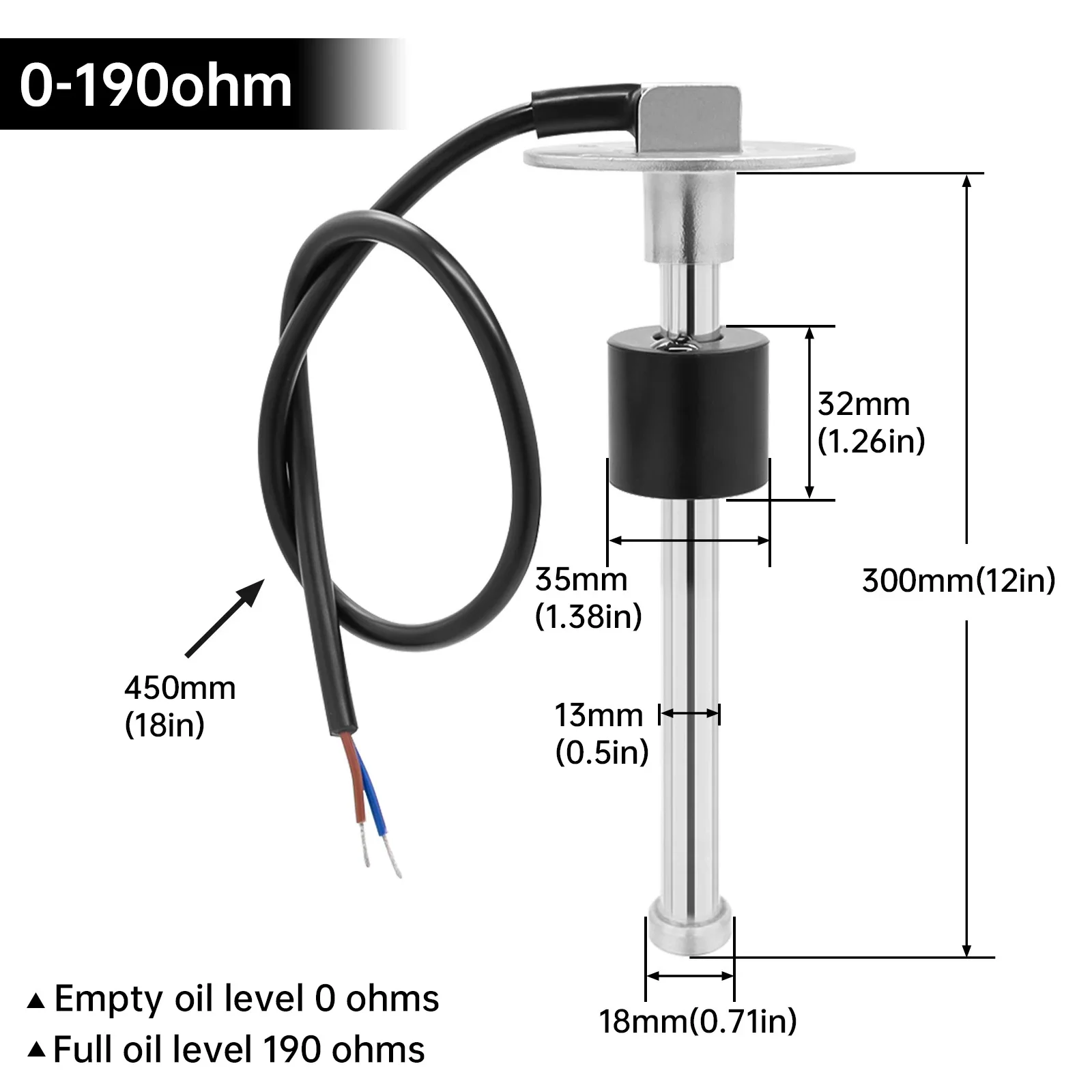 52MM Water Level+Sewage Level Meter Digital Dual Gauge Water Or Sewage Level Sensor 0-190ohm HTG for Boat Car 12V 24V Customized image 3