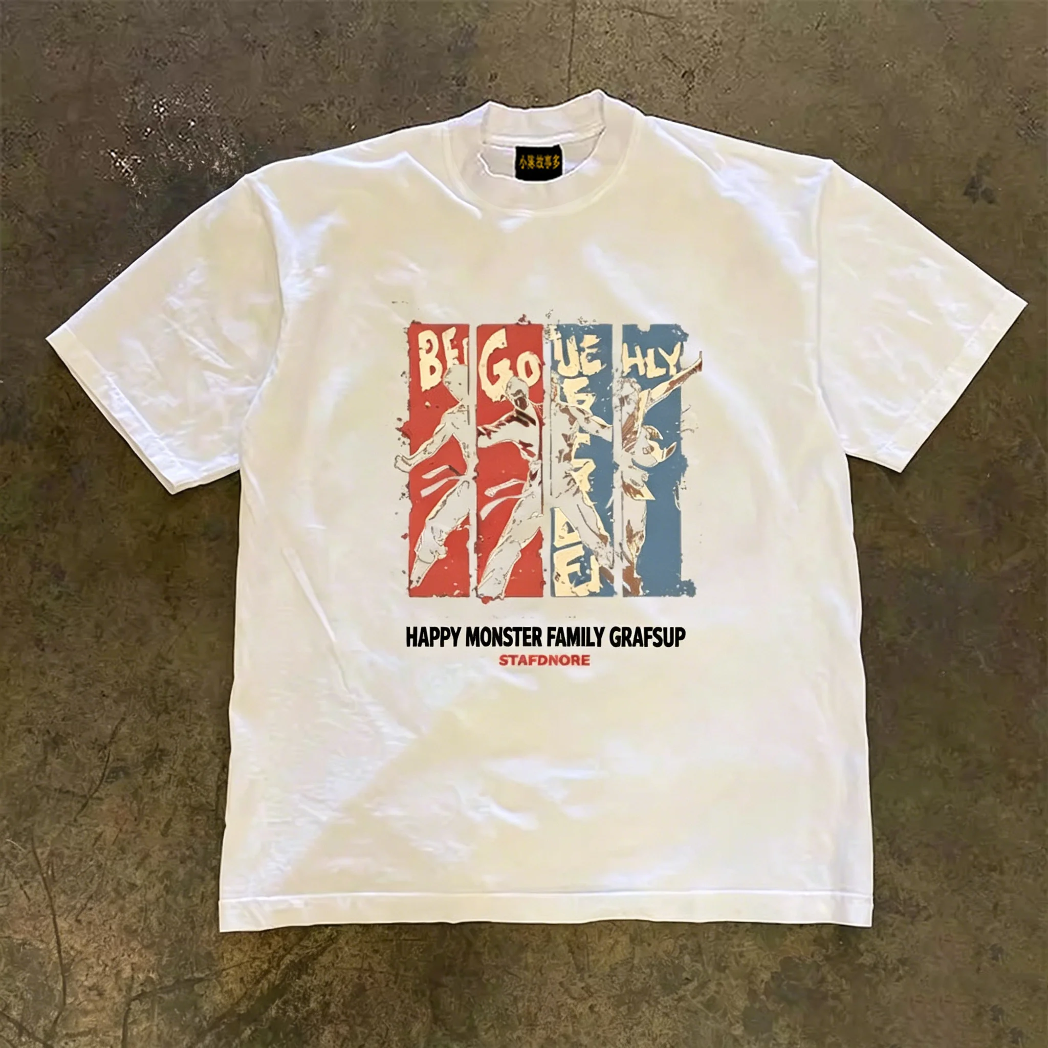 Loose Fit Short Sleeve T-Shirt Pure Cotton Double Thread 3A260g Vintage American Style Couples Loose Fit Cotton Tee