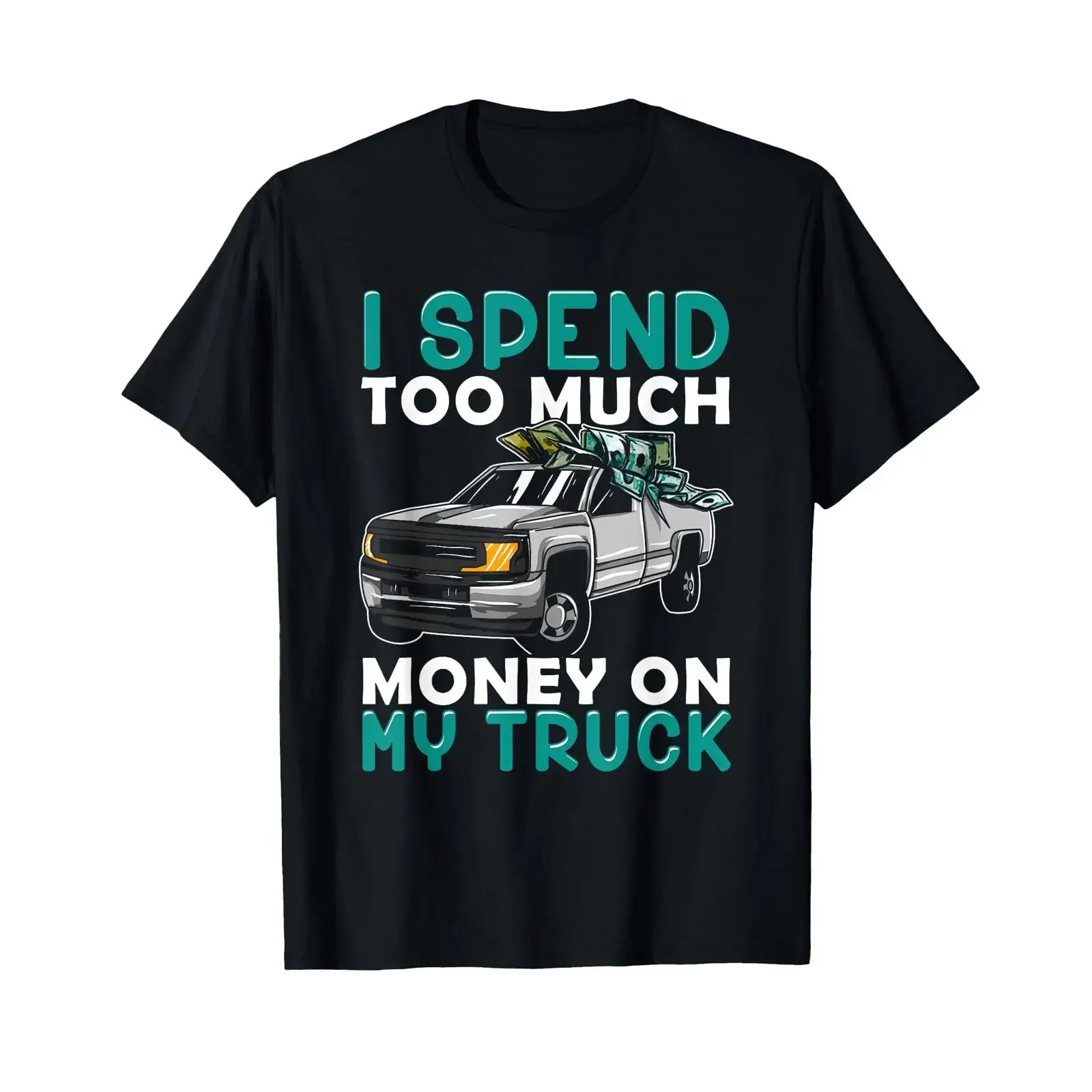 Mens Spending Money Pickup Truck T Shirt vintage Washed Stylish graphic Top For Everyday Wear fashion Stretched Unisex