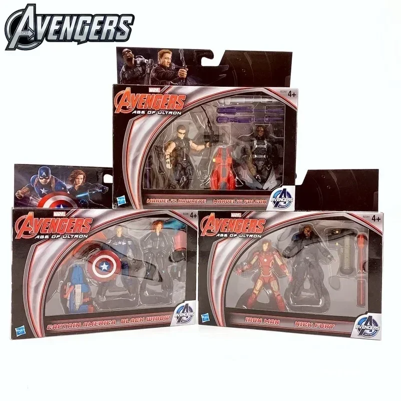 Marvel Avengers Age Of Ultron Captain America Black Widow Iron Man Nick Fury Hawkeye Falcon Model Anime Figures Collect Toy Gift