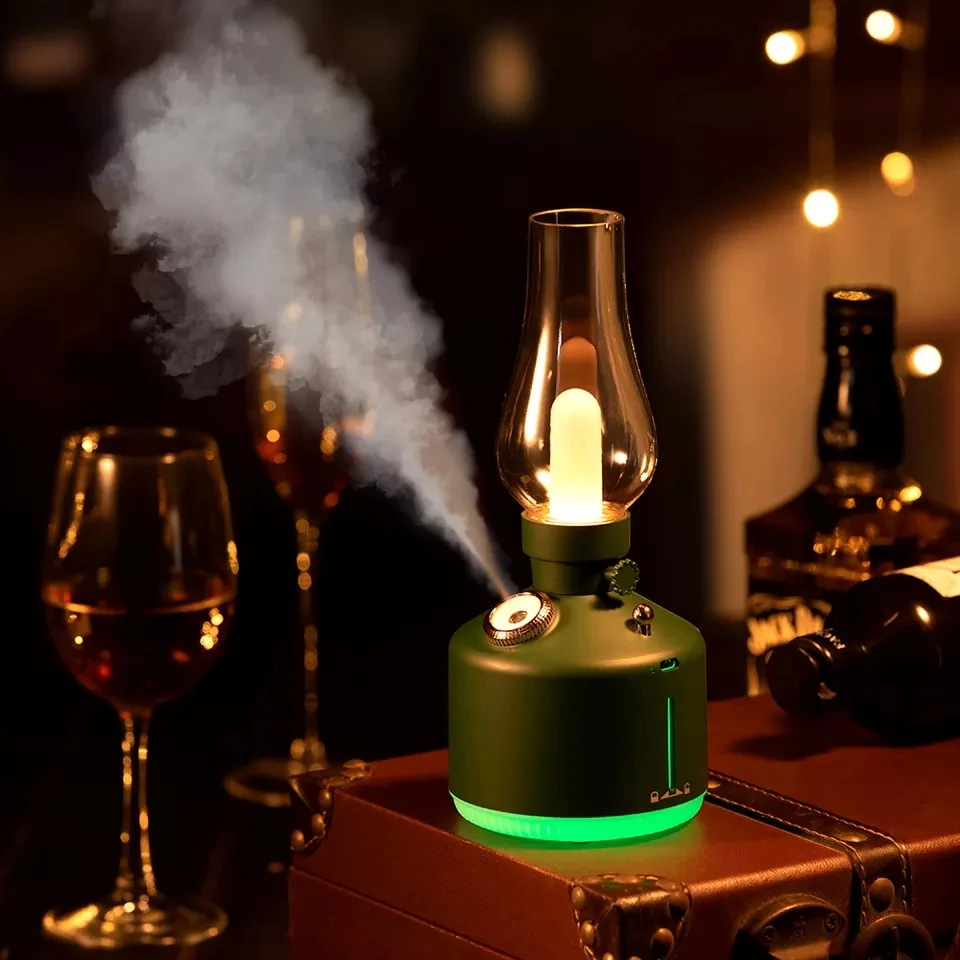 Cheap Creative Retro Kerosene Lamp battery powered USB eco moon air room humidifier for home