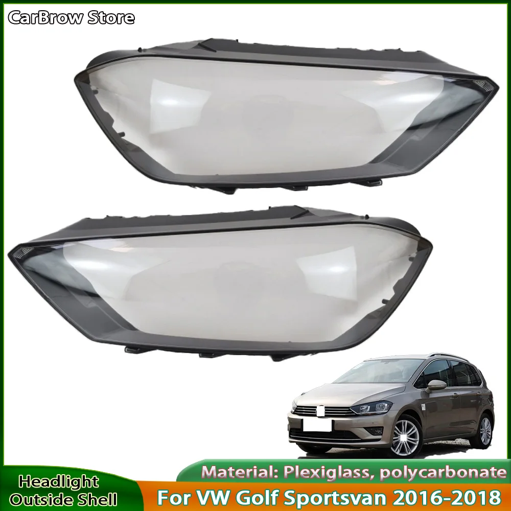 Transparent Front Headlamp Lens Housing For VW Golf Sportsvan 2016 2017 2018 Replacement Headlight Protector Cover Case Shell
