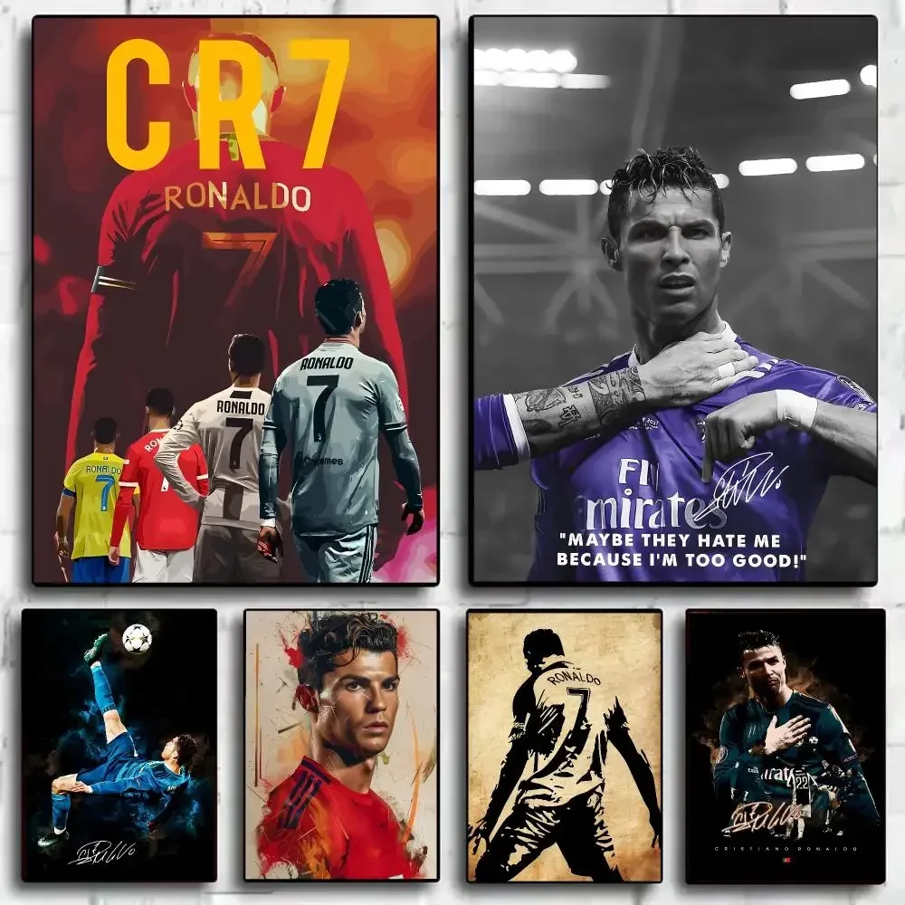Soccer Player C-Cristiano Ronaldo Painting Calligraphy Canvas HD Poster Waterproof Fade Resistant Wall Art Print for Home Decor