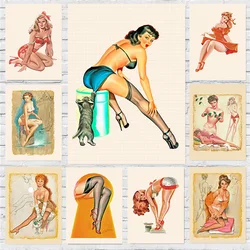 Retro Sexy Beautiful Woman Interesting Cute Poster Print Wall Art Pictures Canvas Painting Living Room Bedroom Home Decor Gift