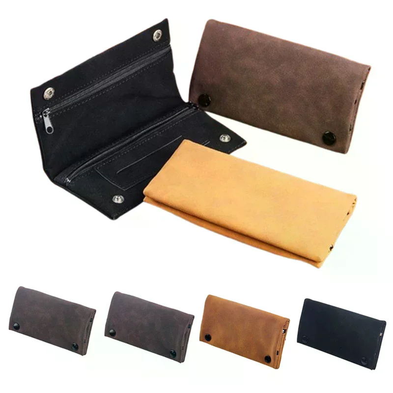 Frosted Leather Hand Cigarette Bag Foldable Storage Bags Handmade Tobacco Lighter Pouch Multifunctional Tobacco Moisturizing Bag