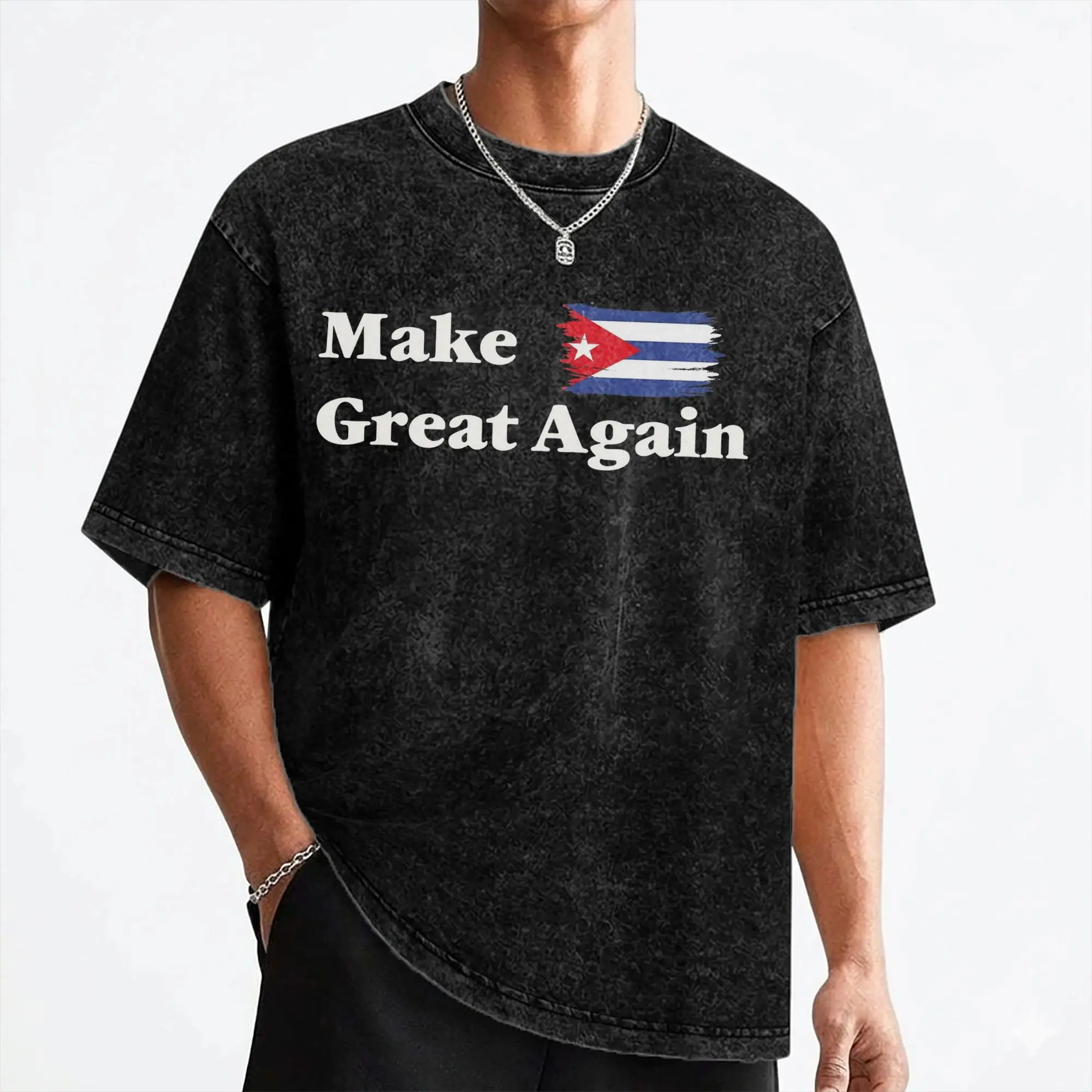 Washed T Shirts Make Cuba Great Again Sos Cuba Hip Hop Vintage T-Shirt Harajuku  Streetwear Short Sleeve Graphic Tops Tees Men
