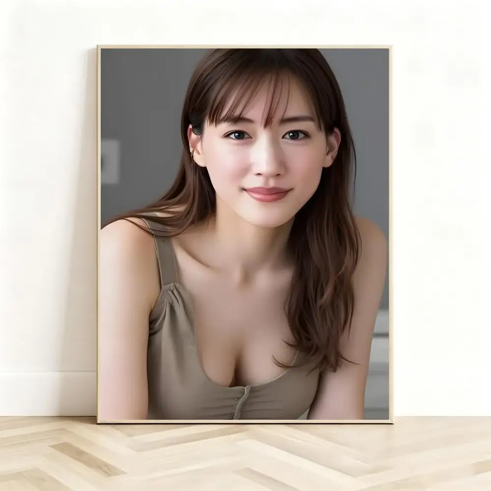 Graceful Actress H-Haruka Ayase Poster Classic Self-Adhesive PP Wall Sticker for Living Room Bar Decor Gift