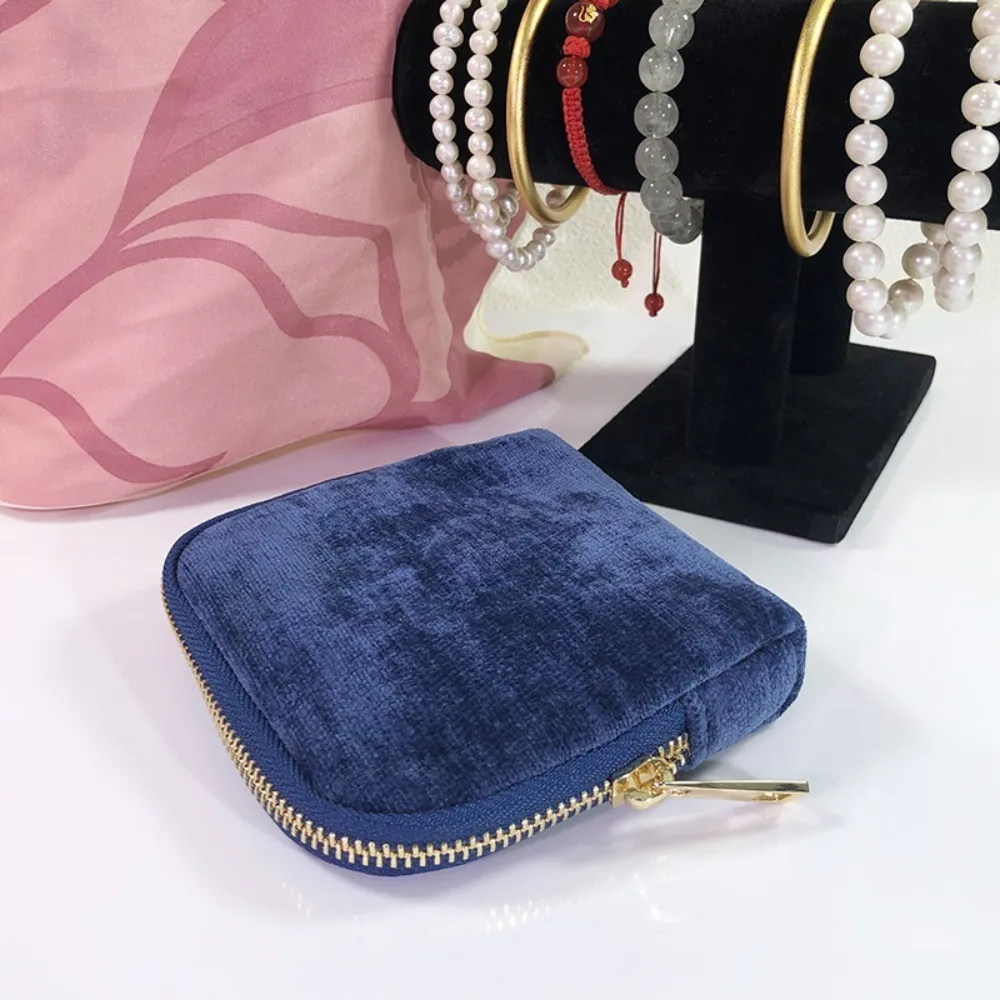 

Multi-Layered Multi-Layered Flannel Jewelry Zipper Bag Velvet Anti-lost Cloth Jewelry Organizer Solid Color Soft Purse Gift