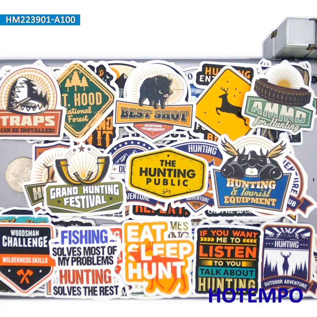 20/30/50/100PCS Wild Hunting Stickers Outdoor Adventure Funny Slogan Decals for Car Bike Motorcycle Laptop Phone Luggage Sticker