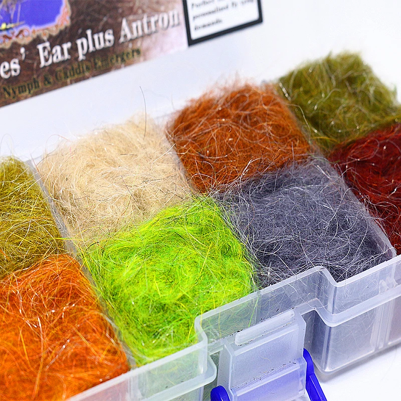 Hot 8 colors Dispenser hare's ear dubbing Plus Antron dub buggy nymph dub fly fishing tying materials caddis emerger dry fly dub