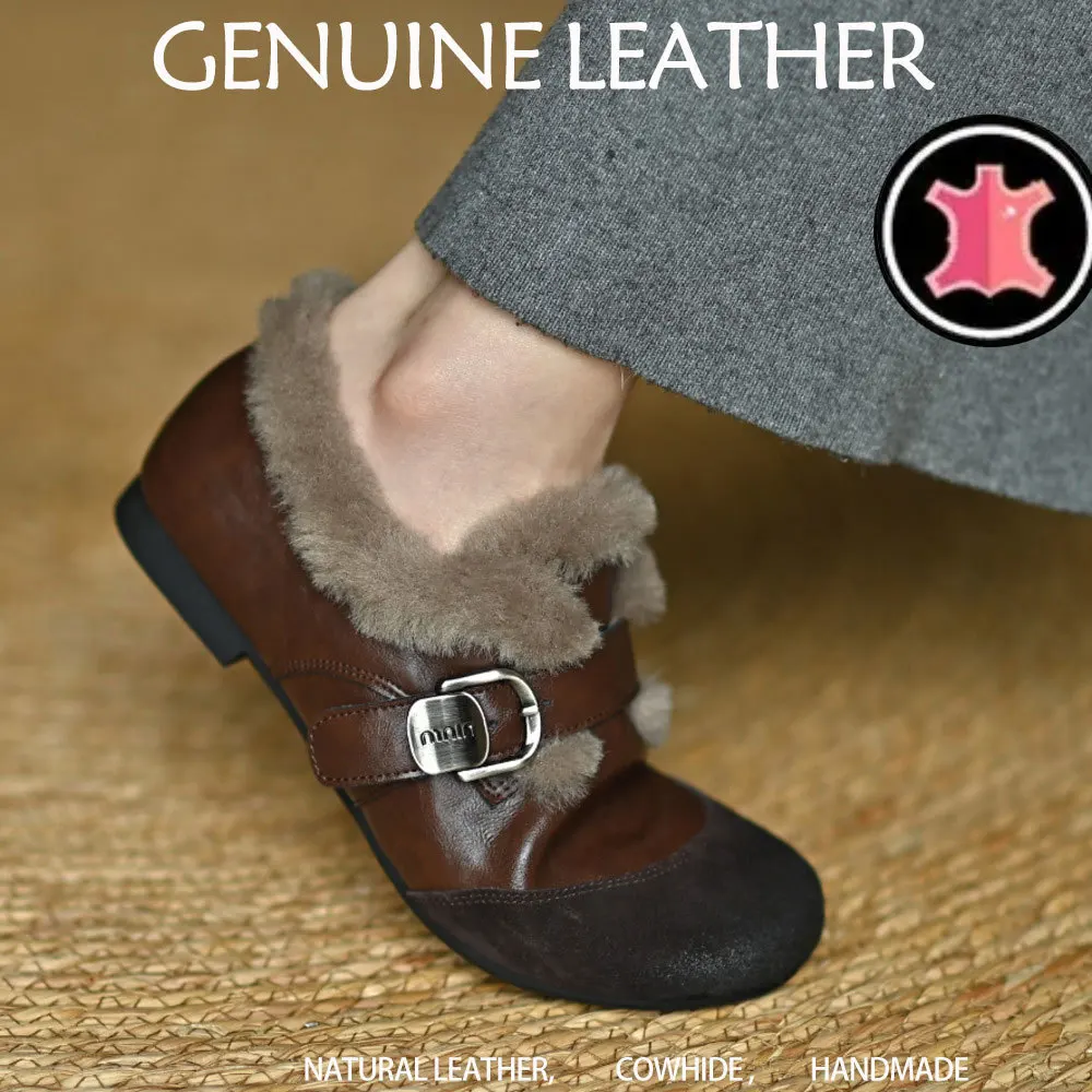 

Женские лоферы Phoentin из натуральной кожи и замши с круглым носком, коричневые, на плоской подошве, с перекрестными ремешками и пряжками