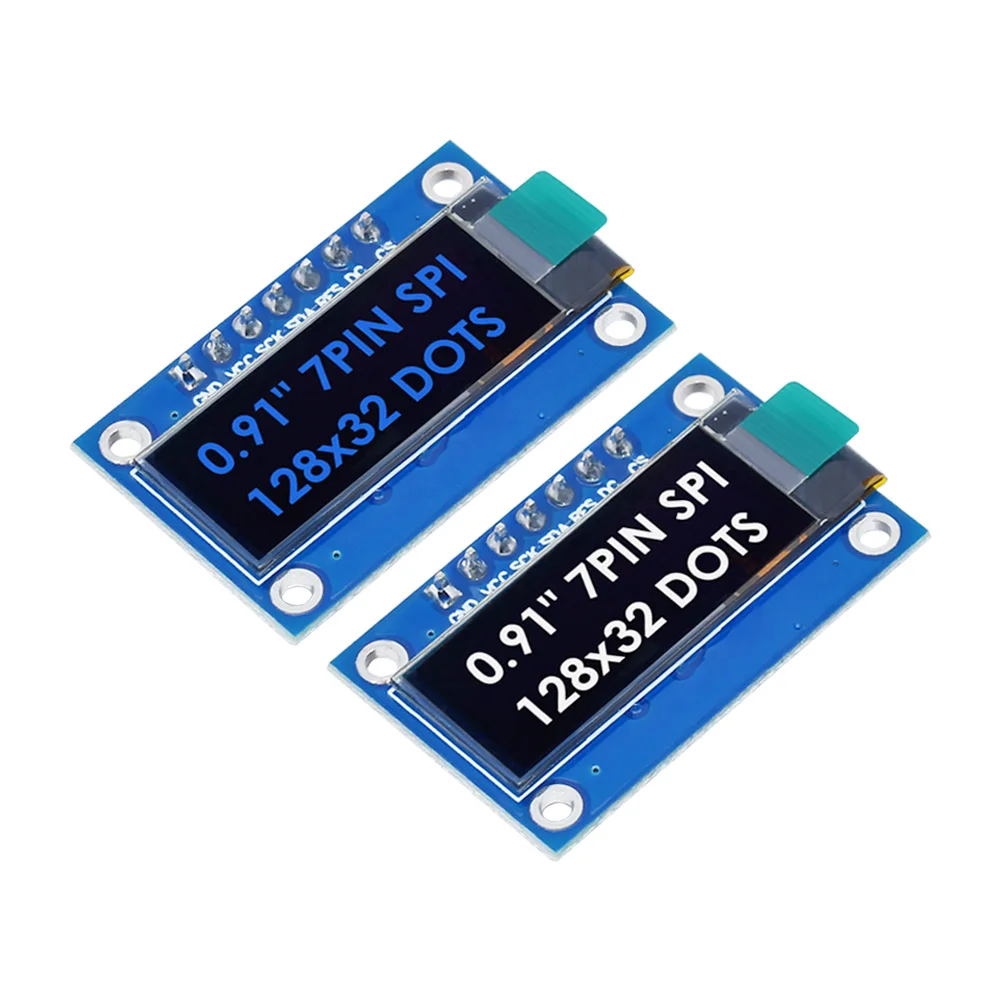 SSD1306 7PIN 0.91inch 128x32 SPI OLED Module 0.91" OLED Display Module White Blue OLED Screen Board For Arduino